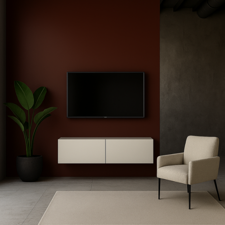 MAC DİZAYN FAsalis 140 cm Beyaz Parlak TV Ünitesi Modern Minimal Tasarım