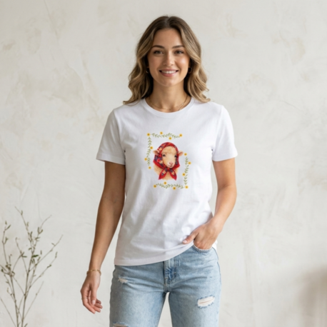 BASKILI BEYAZ T-SHIRT