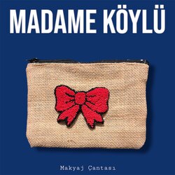 Punch İşlemeli Jüt Makyaj Çantası