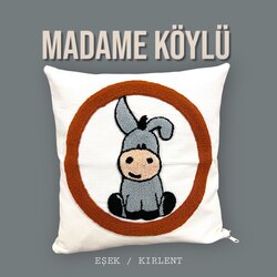 Eşek Desenli Punch Kırlent Kılıfı