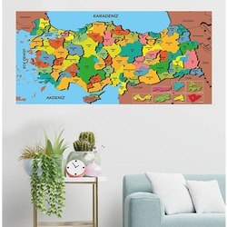 Statik Kağıt Renkli Türkiye Haritası 56X118 CM