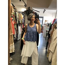 Düğmeli Keten Bluz