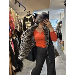 Leopar Peluş Süet Yelek