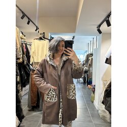 Leopar İçi Peluş Çift Fermuarlı