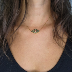 Zirkon Taşlı Zincir Göz Kolye-17