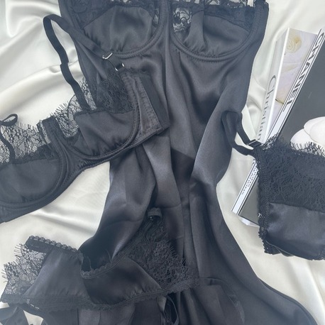BALENLİ  SATEN JARTİYER & MİNİ DRESS SET