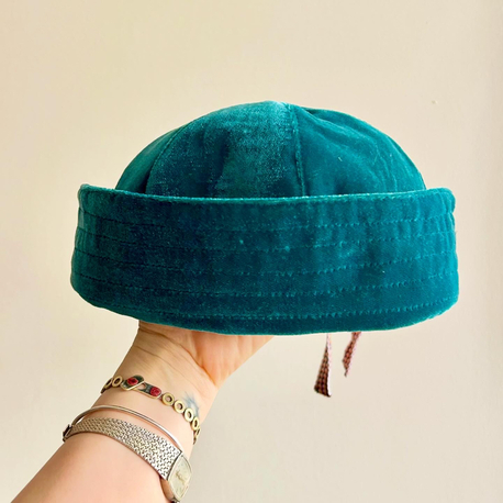 Green Silk Velvet Sailor Hat