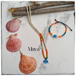 Maya Afgan boncuklu balıklı kolye