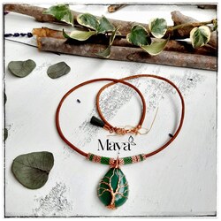 Aventurin taşlı Maya kolye
