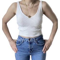 Beyaz Triko Crop 