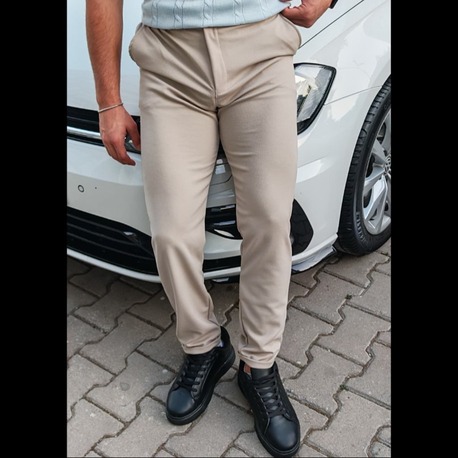 Premium Likralı Jogger Pantolon-Bej