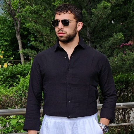 Premium Siyah Dokulu-Gömlek