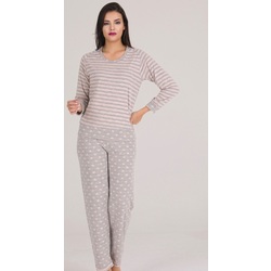 Bayan uzun kol pijama penye takımı 