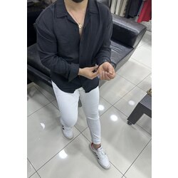 Aerobin Keten Uzun Kol Oversize Keten Gömlek 