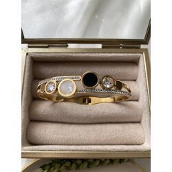Cartier Siyah Beyaz Mineli Taşlı Kelepçe