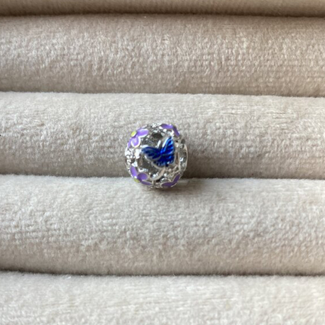 Mor Mineli Çiçekli Top Pandora Charm