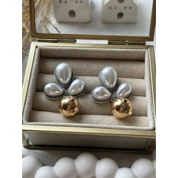 Su Damlası İncili Gold Toplu Küpe