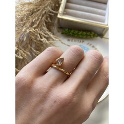 Damla Taşlı Gold Yüzük