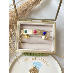 Etnik Desen Kelepçe (Pembe, Lacivert, Yeşil Taşlı)