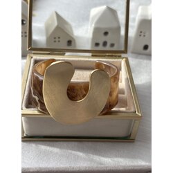 Kehribar Kemik Gold Detay Kelepçe