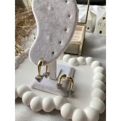 Taşlı Çift Taraflı Boynuz Küpe