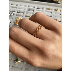 Zincir Desen Gold Yüzük