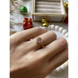 Pandora Pembe Taşlı Kalp Yüzük