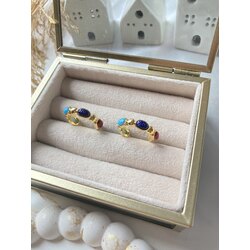 Gucci Model Mavi Taşlı Halka Küpe
