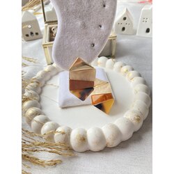 Kahve Bej Doğal Taş Tasarım Küpe