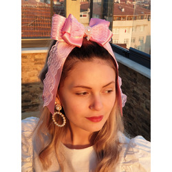 Melkady 174B - Vintage Fiyonk Fular Saç Lastiği 