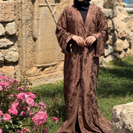 Kahve İpek jakar abaya