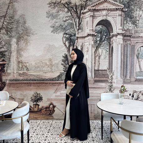 Siyah Çıtçıtlı abaya takım