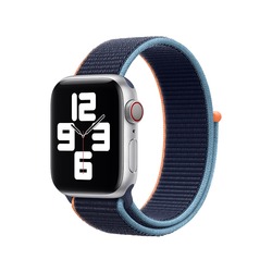 Apple Watch Seri SE Spor Loop Dokuma Kordon (Koyu Lacivert)