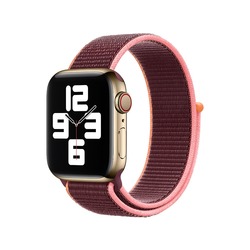 Apple Watch Seri SE Spor Loop Dokuma Kordon (Kırmızı Erik)