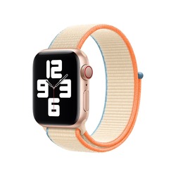 Apple Watch Seri SE Spor Loop Dokuma Kordon (Krem)