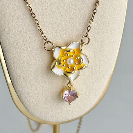 Dainty Flower Çelik Kolye | Gold