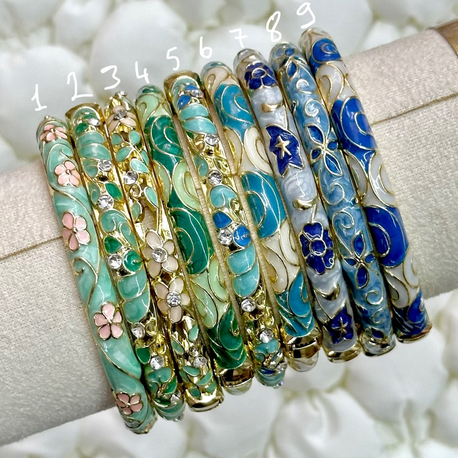 Mineli Cloisonne Bilezik | İnce