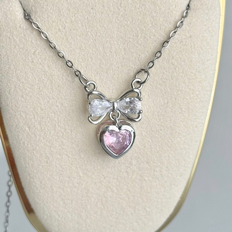 Coquette Heart Çelik Kolye | Silver