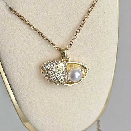 Pearly Oyster Çelik Kolye | Gold