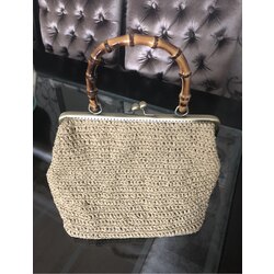 bambu saplı hasır çanta