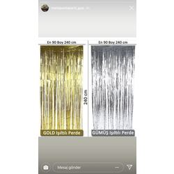 Dekoratif arka fon perde altin rengi