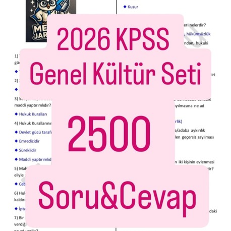 2500 ADET SORU CEVAP KPSS GENEL KÜLTÜR SETİ TARİH-COĞRAFYA-VATANDAŞLIK