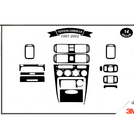 Toyota Corolla 1997-2002 Torpido Konsol Trim Göğüs Maun Kaplama Set 14 Parça