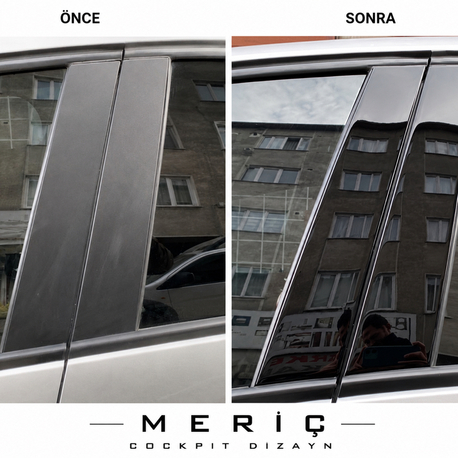 Renault Clio 4 Hb Kapı Direk Kaplama Set Piano Black Full Set Özel Dizayn