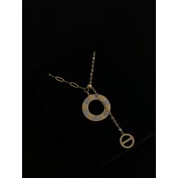 Bukika zirkon taşlı minimal çelik kolye