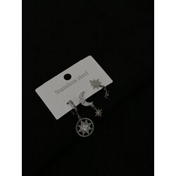Çelik hilal ve yıldız 3’lü küpe set