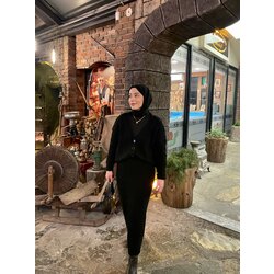 Örgü desen hırkalı takım