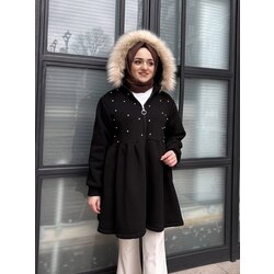 Taşlı kürk detaylı hırka