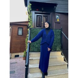 Örgü desen hırkalı takım