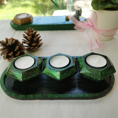 Tealight Mum Tutucu (Simli Yeşil) 